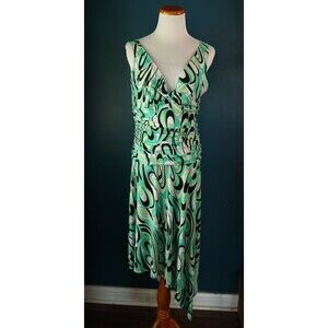 Vintage Y2K Blu Sage Asymmetric Dress Fit & Flare Abstract Mermaidcore Fairy L
